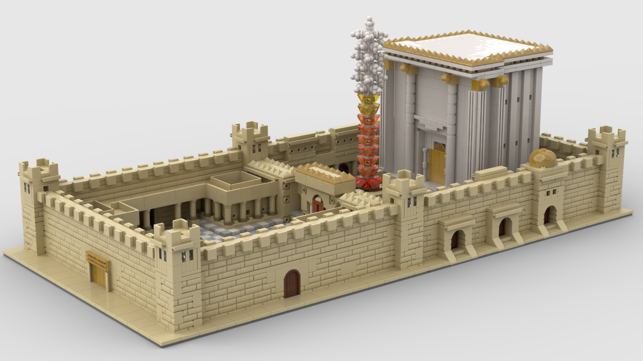 Geulah Second Bet Hamikdash Brick Model – 3,480 Pieces | 10” x 20” Holy Temple in Jerusalem Replica | Judaica Gift for Chanukah, Bar Mitzvah, Bas Mitzvah, Birthday | 10+ with Printed Manuals