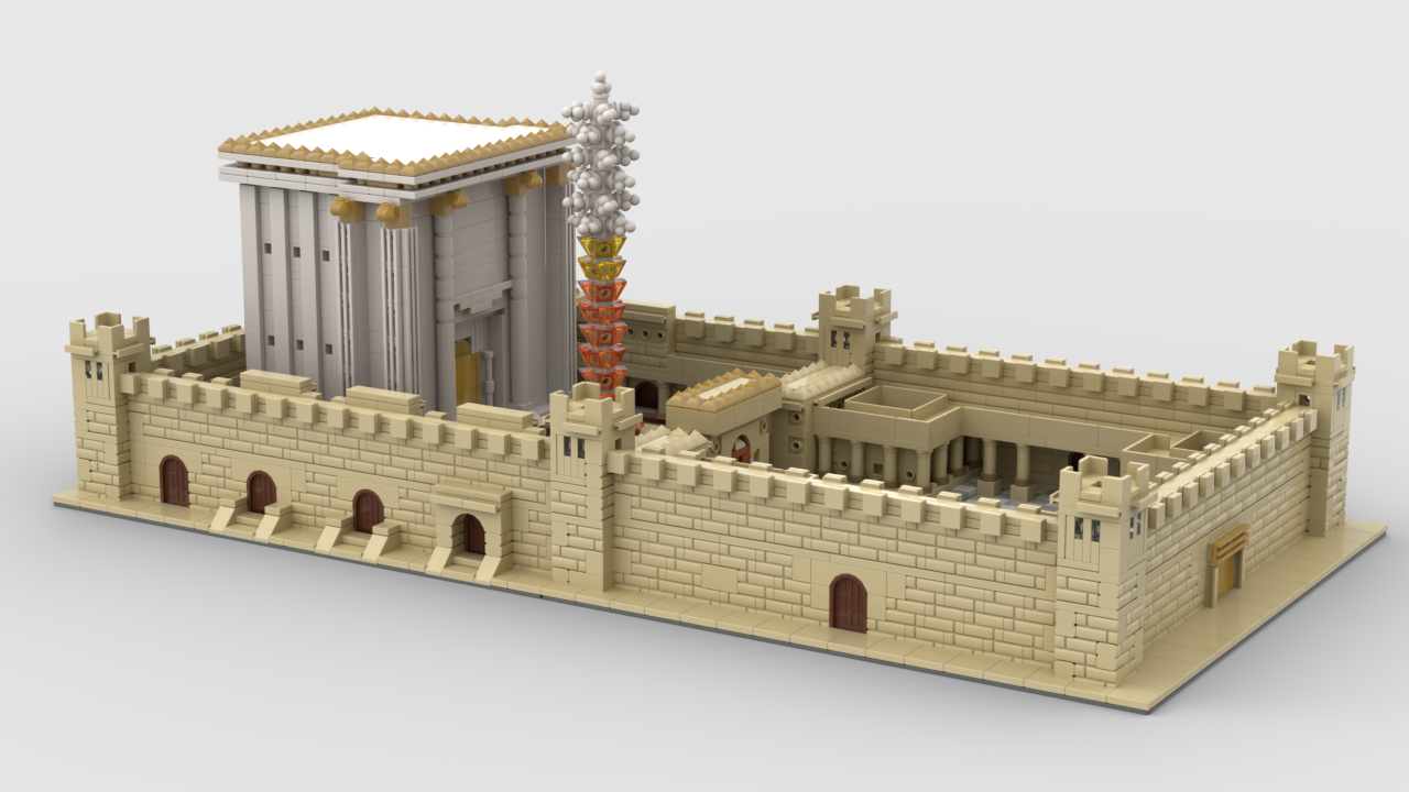 Geulah Second Bet Hamikdash Brick Model – 3,480 Pieces | 10” x 20” Holy Temple in Jerusalem Replica | Judaica Gift for Chanukah, Bar Mitzvah, Bas Mitzvah, Birthday | 10+ with Printed Manuals