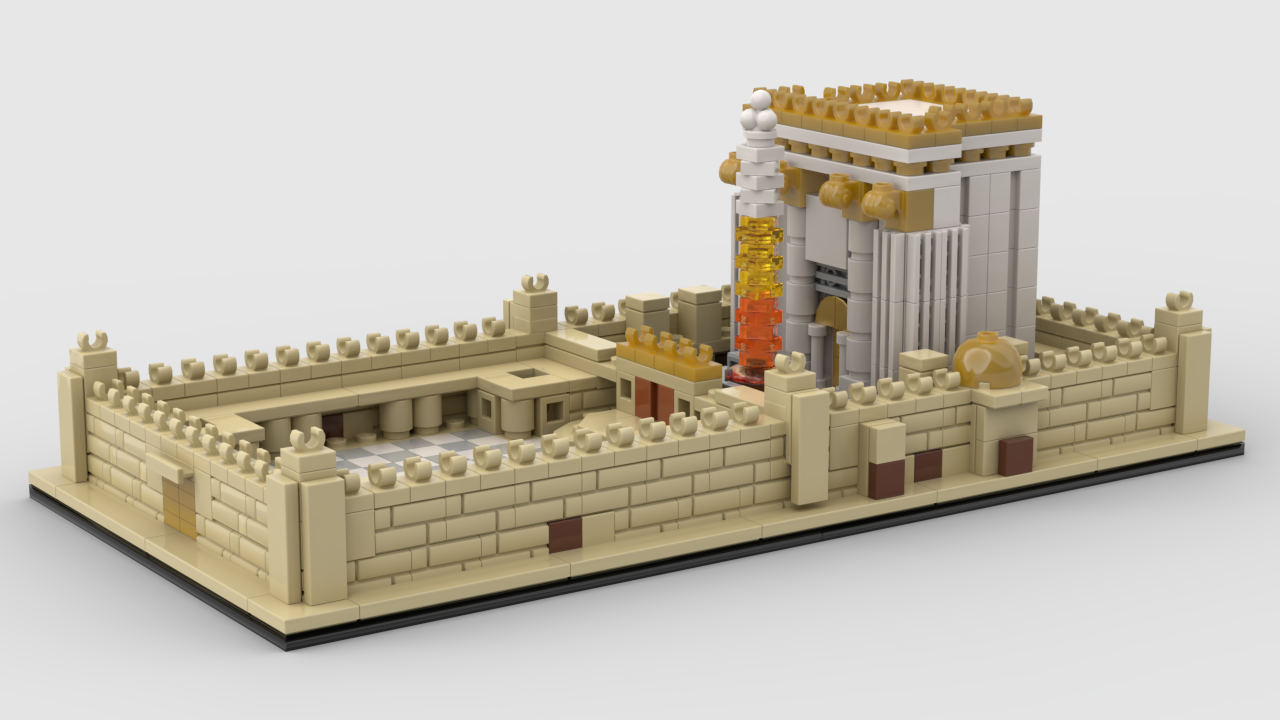 Second Bet Hamikdash Brick Model – 742 Pieces | 5” x 10” Holy Temple in Jerusalem Replica | Judaica Gift for Bar Mitzvah, Birthday | 10+ with Printed Manuals