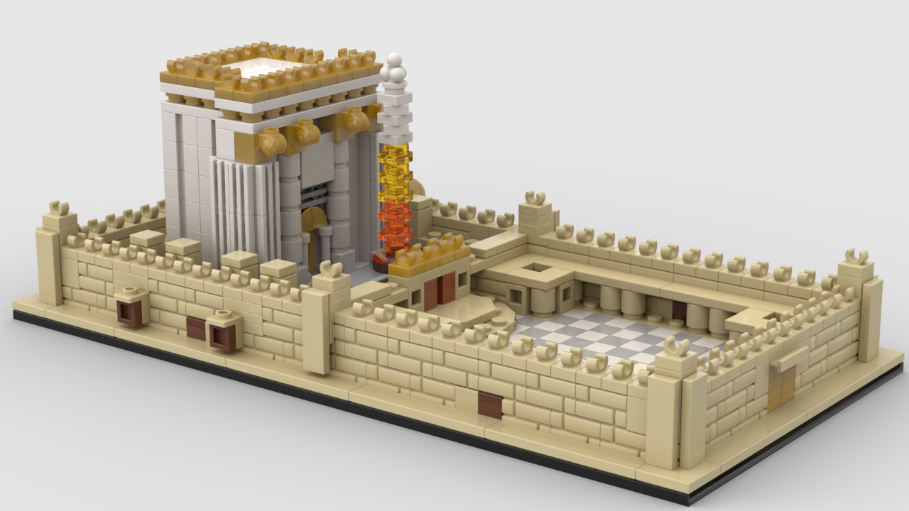 Second Bet Hamikdash Brick Model – 742 Pieces | 5” x 10” Holy Temple in Jerusalem Replica | Judaica Gift for Bar Mitzvah, Birthday | 10+ with Printed Manuals